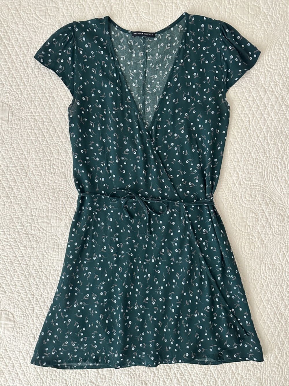 Brandy Melville Robbie Green Ditsy Floral Wrap Dress - Picture 10 of 16
